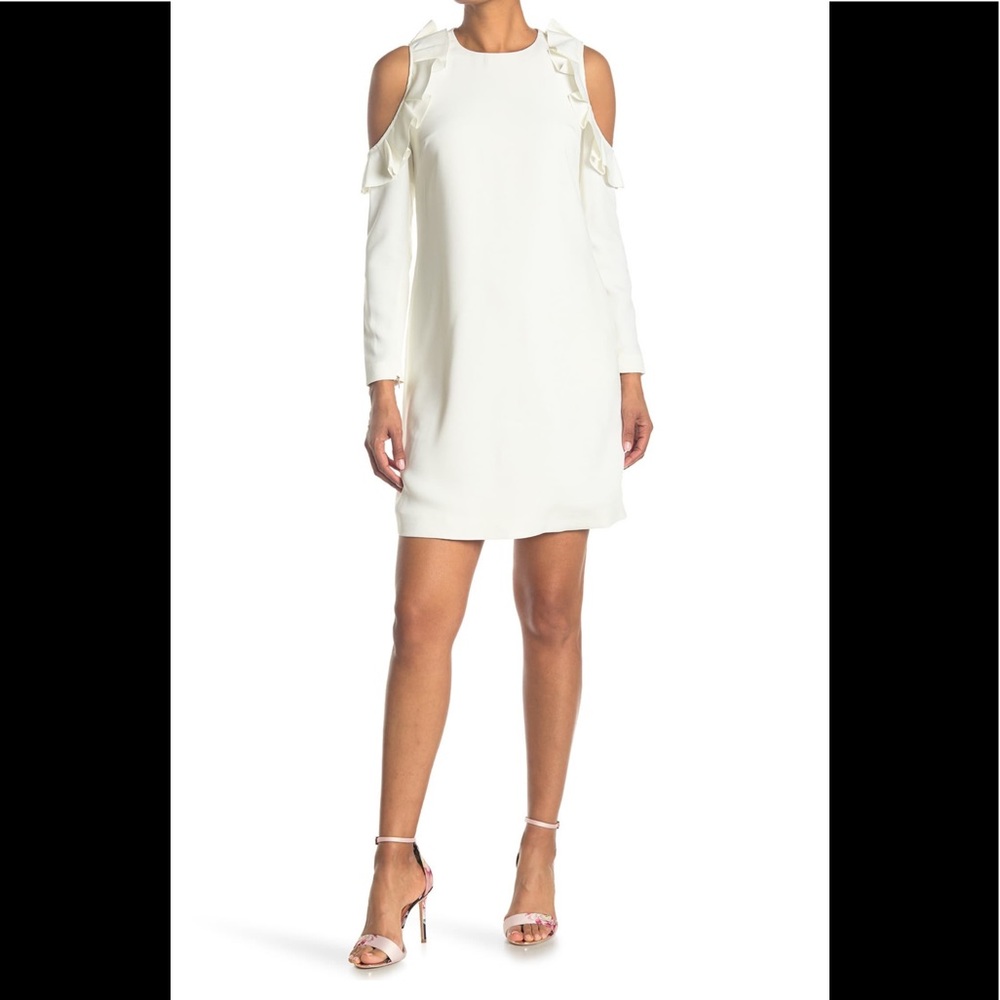 Ted Baker ruffled cold shoulder dress (Ted size 4)